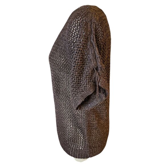 Chico's Pullover Sweater Shimmer Metalic Espresso Shoulder Detail Size 1 US Med - Picture 3 of 11